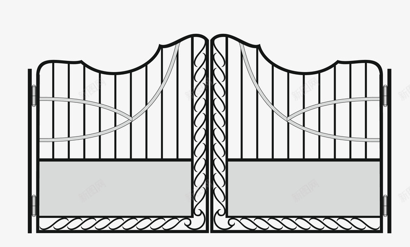 简洁大气铁艺门png免抠素材_新图网 https://ixintu.com 卡通图案 铁艺门 铁门 铁门花纹 黑色