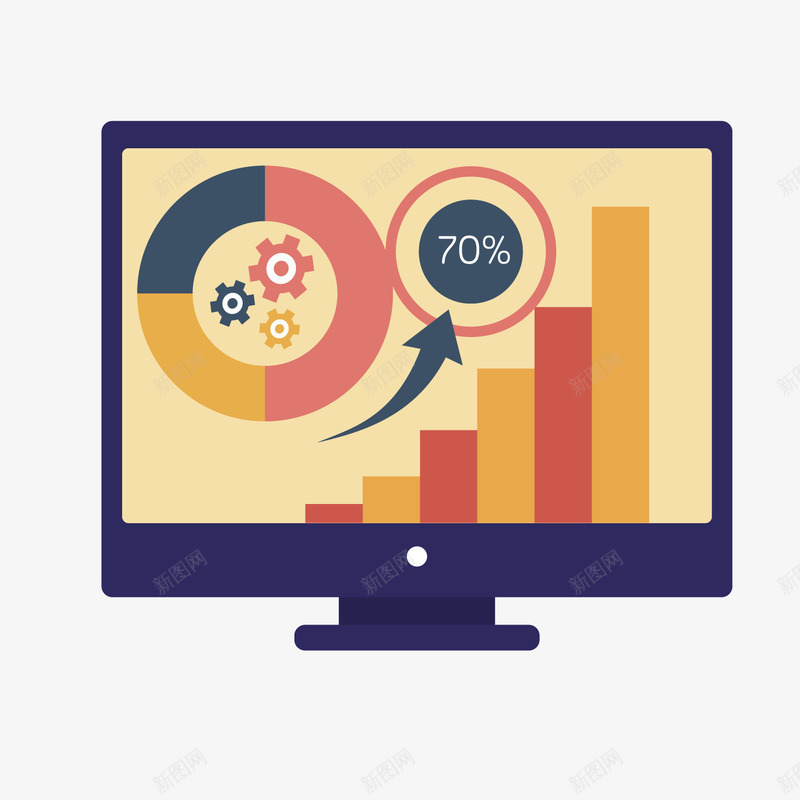 彩色扁平化数据分析元素矢量图ai免抠素材_新图网 https://ixintu.com 三角形 分析 卡通 彩色 扁平化 插画 数据 柱状 箭头 矢量图
