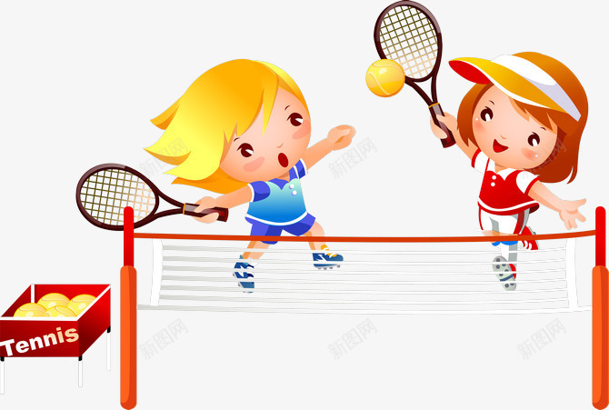 手绘网球运动png免抠素材_新图网 https://ixintu.com 奥运网球 手绘小孩 网球运动