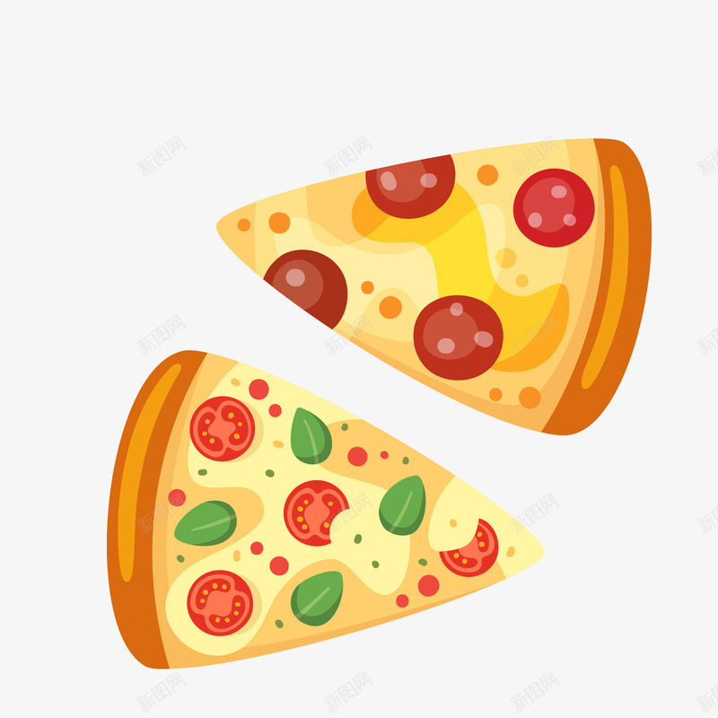 红黄色两块三角形披萨矢量图ai免抠素材_新图网 https://ixintu.com 三角形 卡通披萨 披萨 红色 食物 黄色 黄色披萨 矢量图