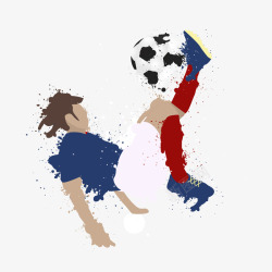 进球海报手绘卡通人物踢足球高清图片