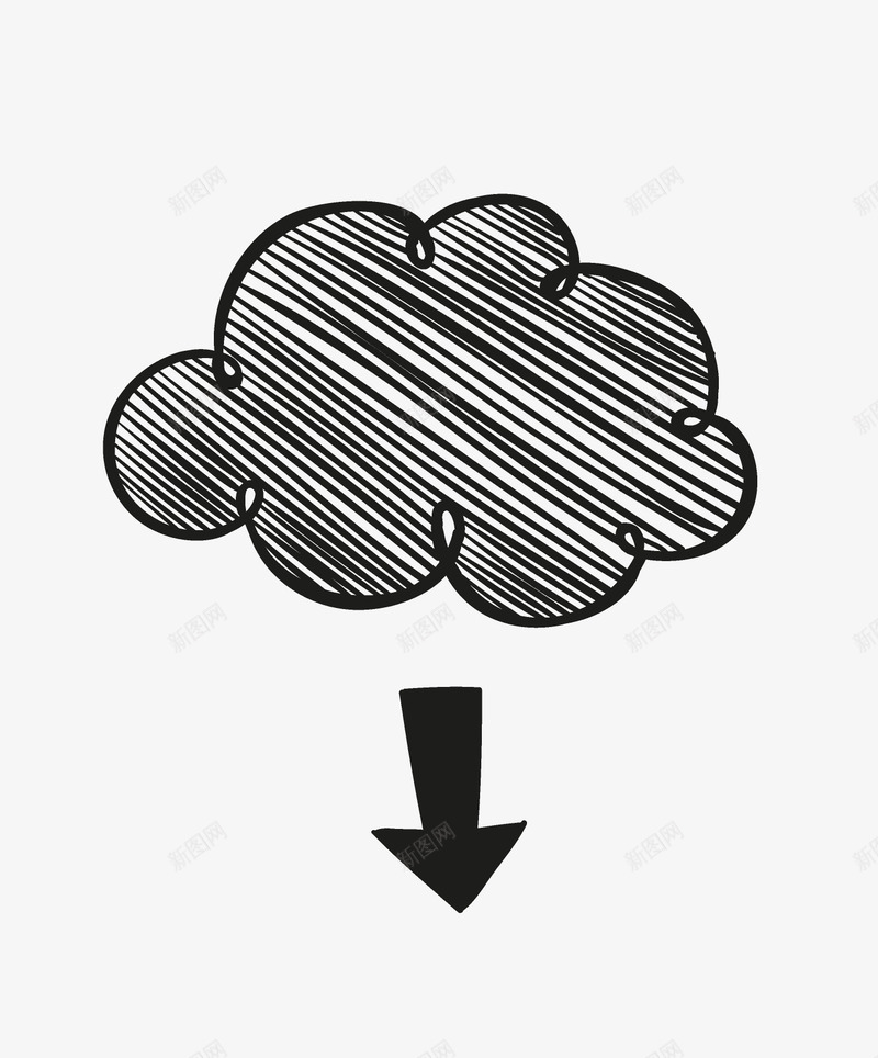 手绘黑色箭头云朵图标png_新图网 https://ixintu.com 云朵装饰 云朵边框 创意云朵 多云 天气图标 天气预报 阴天 黑白云朵 黑色箭头