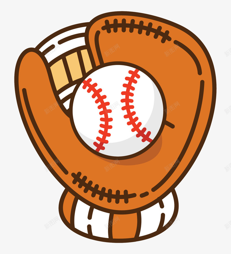 手绘卡通棒球手套和棒球png免抠素材_新图网 https://ixintu.com 动漫 动画 手绘卡通 接球 棒球 棒球手套 运动手套