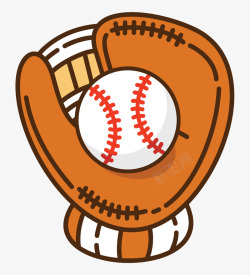 棒球和手套体育用品手绘卡通棒球手套和棒球高清图片