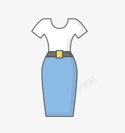 蓝色裙摆蓝白裙子可爱服饰图标高清图片