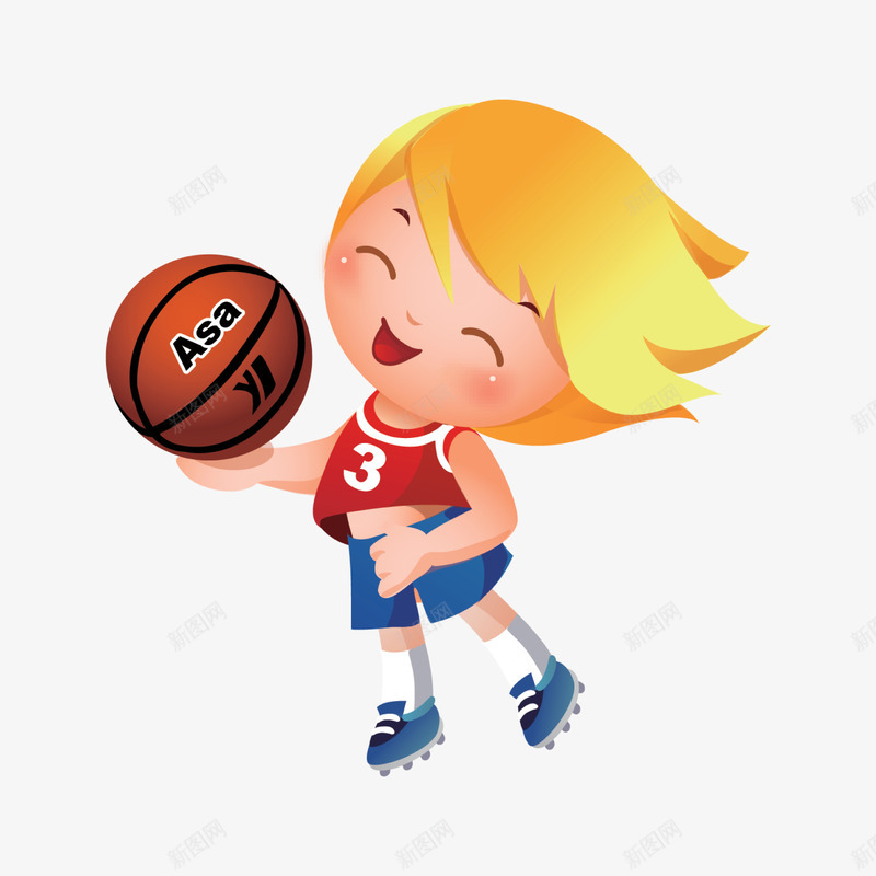 卡通打篮球的女孩矢量图ai免抠素材_新图网 https://ixintu.com 儿童节 卡通 女孩 打篮球 校园运动会 矢量图