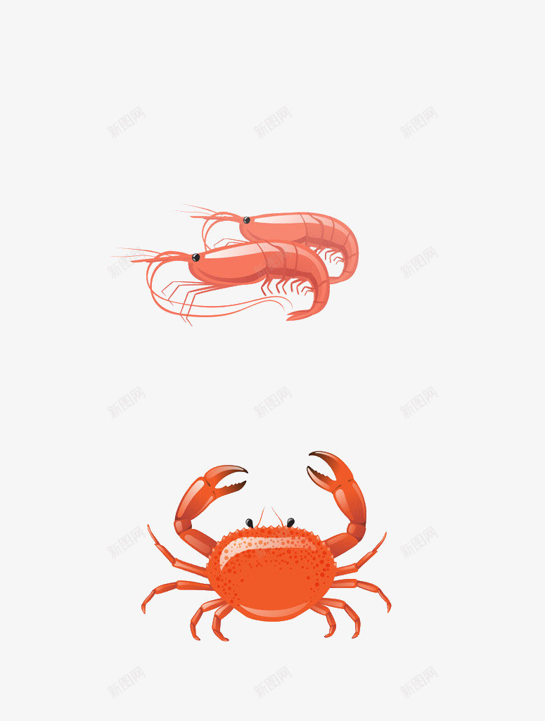 卡通龙虾与螃蟹png免抠素材_新图网 https://ixintu.com 动物 卡通 红色 螃蟹 龙虾