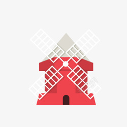 建筑图像红色荷兰风车高清图片