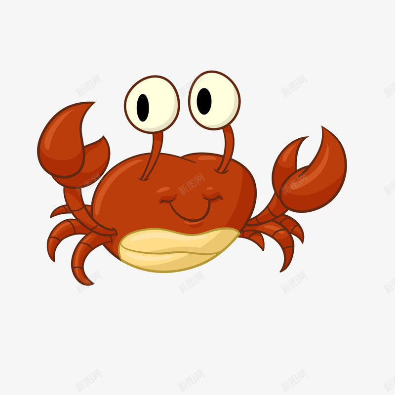 卡通手绘螃蟹动物矢量图ai免抠素材_新图网 https://ixintu.com 动物设计 卡通 手绘 笑脸 红色 螃蟹 矢量图