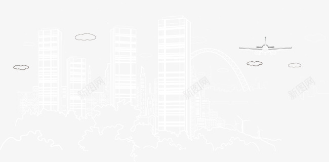 高楼建筑矢量图图标ai_新图网 https://ixintu.com 建筑 桥 现代城市 白云 高楼 矢量图