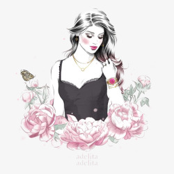 欧美鲜花与美女时尚女生高清图片