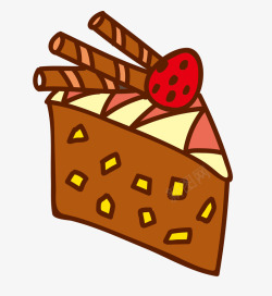 三角形切块手绘蛋糕草莓手绘蛋糕素材