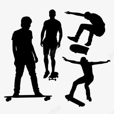 玩滑板的男子矢量图图标图标