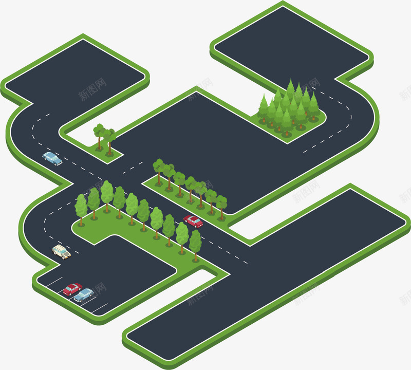 卡通公路矢量图ai免抠素材_新图网 https://ixintu.com PNG图 PNG图下载 公路 创意卡通 卡通 卡通插图 城市街道 插图 矢量图