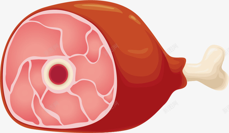 手绘红色肉块png免抠素材_新图网 https://ixintu.com 卡通肉块 圆点 手绘 水彩 简约 红色 纹路 肉块 骨头