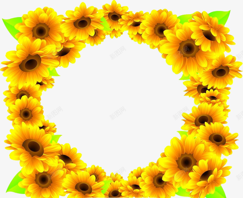 花卉相框png免抠素材_新图网 https://ixintu.com 卡通向日葵 向日葵 太阳花 框架 相框 花卉 花纹 鲜花