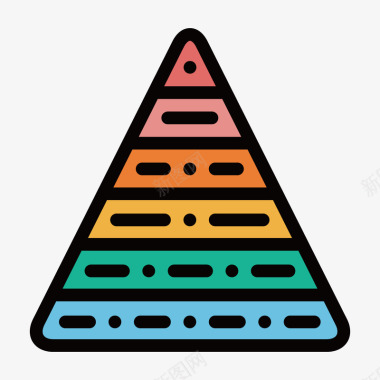 彩色手绘圆角三角形元素图标图标