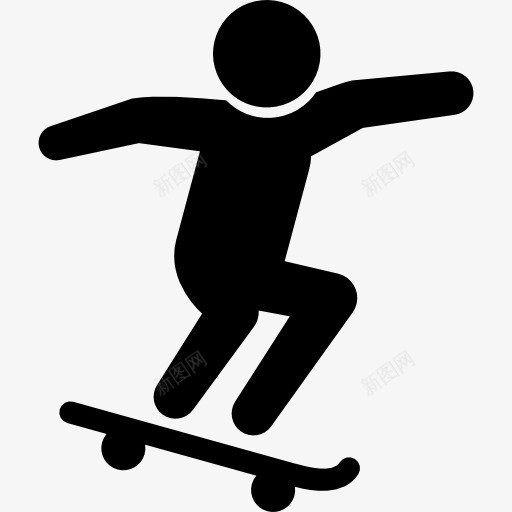 滑板图标png_新图网 https://ixintu.com 剪影 奥利 溜冰 滑冰 跳跃 运动