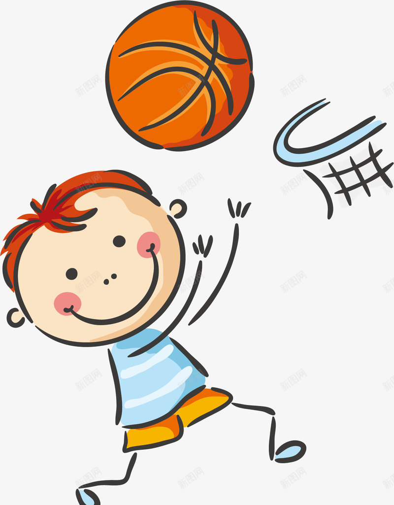 打篮球的小男孩矢量图ai免抠素材_新图网 https://ixintu.com 卡通手绘 孩子 打篮球 水彩 男孩 男生 运动 矢量图