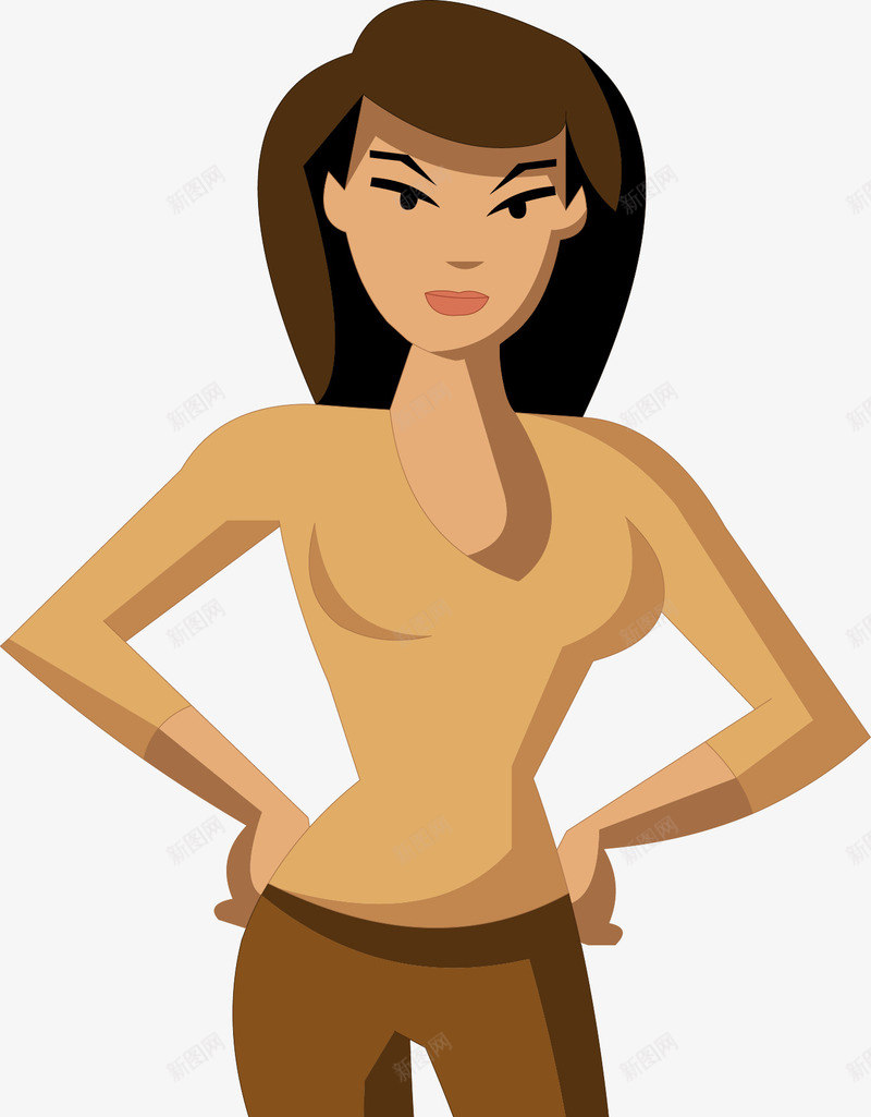 卡通叉腰的女人图矢量图eps免抠素材_新图网 https://ixintu.com 人 人物 女人 女人图 女人正脸 女人脸 漂亮女人 矢量女人 纤体美女 美女 美女图 矢量图