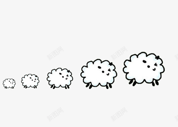 羊羊羊羊png免抠素材_新图网 https://ixintu.com 云朵羊 大小排列 小羊群 手绘羊群 简笔羊