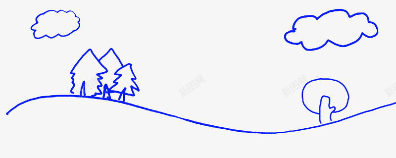 手绘草地绿地白云线框图png免抠素材_新图网 https://ixintu.com 手绘草地 绿地白云线框图