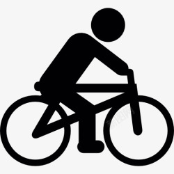 红衣骑自行车的人骑自行车的剪影图标高清图片