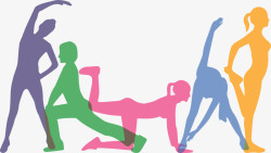 瑜伽健身运动彩色健身运动拉伸矢量图高清图片