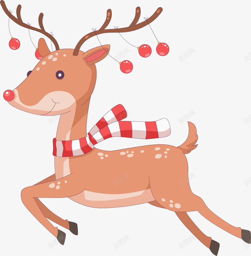 卡通可爱的圣诞节驯鹿矢量图ai免抠素材_新图网 https://ixintu.com 可爱驯鹿 圣诞节 圣诞节驯鹿 梅花鹿 矢量png 驯鹿 矢量图