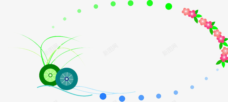 标题框片png免抠素材_新图网 https://ixintu.com 小草 标题框素材 标题框素材图片 蓝绿圆点