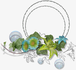 欧美雅致艺术相框花朵植物修饰欧美风艺术相框高清图片