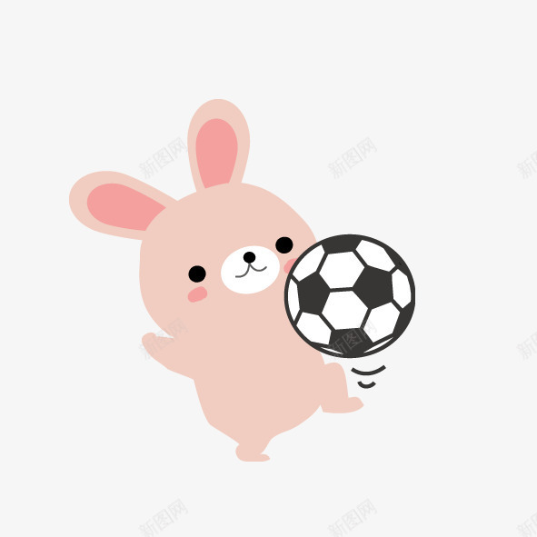 卡通兔子png免抠素材_新图网 https://ixintu.com 卡通兔子 卡通动物 卡通插画 足球 运动兔子形象