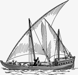 素描帆船矢量图素材