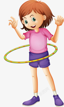摇铃铛的女孩儿童节转呼啦圈的女孩高清图片