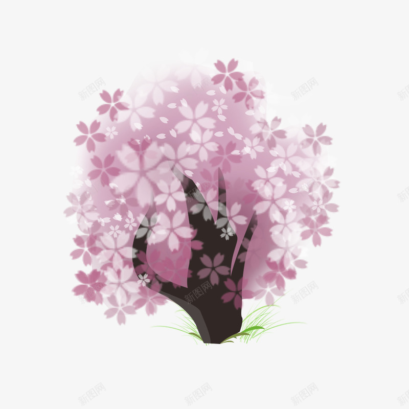 春季淡紫色樱花树png免抠素材_新图网 https://ixintu.com 春季 樱花树 水彩 淡紫 颜色