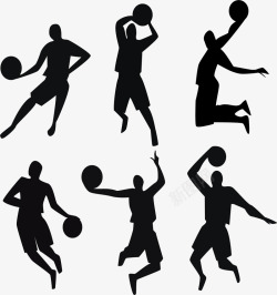 动感篮球6款动感篮球人物剪影矢量图图标高清图片