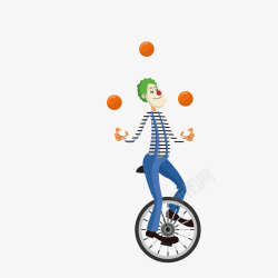 骑独轮车的小丑欧美杂技独轮车小丑高清图片
