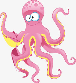 八条腿的章鱼卡通粉色章鱼高清图片