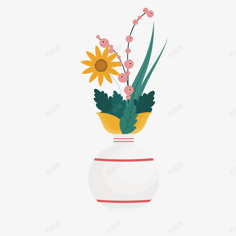 卡通插花png免抠素材_新图网 https://ixintu.com 卡通 插花 植物 花卉 花朵 花瓶 装饰