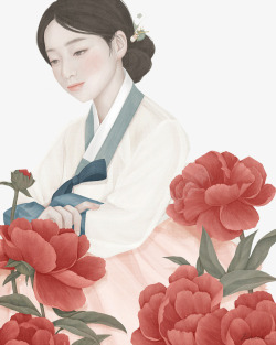 韩系古代美女手绘图素材