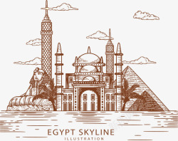 手绘风埃及开罗城市矢量图素材