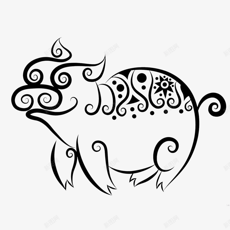 手绘猪简笔画图标png_新图网 https://ixintu.com 动物剪影 动物简笔画 手绘 手绘动物 手绘猪简笔画 猪简笔画 简洁