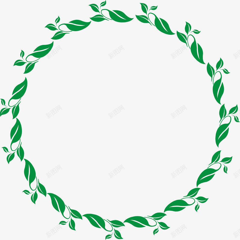 装饰花环png免抠素材_新图网 https://ixintu.com 卡通 叶子 圆形 手绘 简图 绿色的 花环 装饰