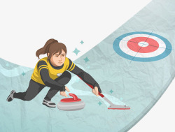 冰壶运动员手绘体育冰壶运动标志高清图片