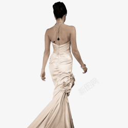 穿浴袍的女人穿礼服的女人奔跑的背影高清图片