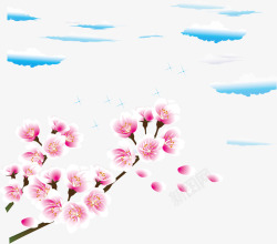 白云和樱花矢量图素材