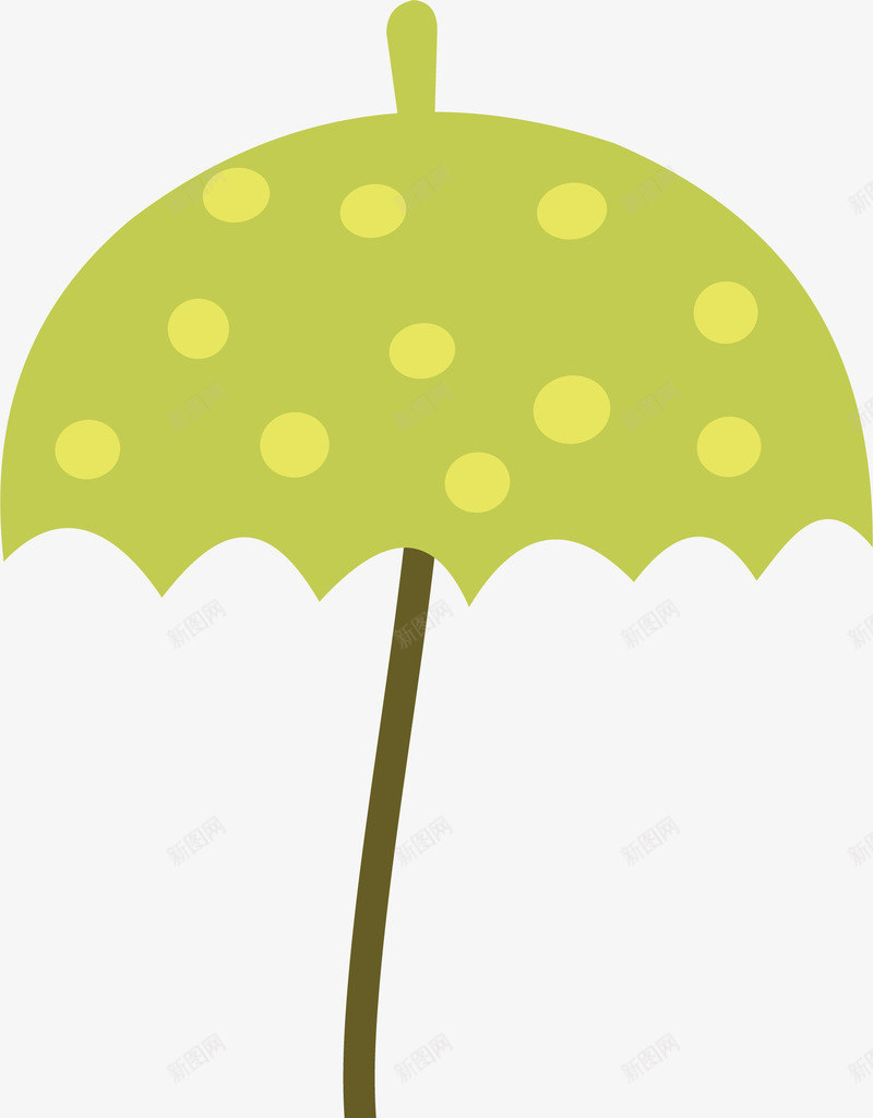 卡通雨伞矢量图ai免抠素材_新图网 https://ixintu.com 卡通雨伞 圆点 绿色雨伞 避雨 黑色伞把 矢量图