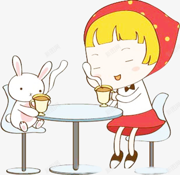小卡通美女喝茶png免抠素材_新图网 https://ixintu.com 卡通 女孩 小卡通 美女 美女喝茶
