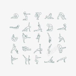 矢量简洁线条瑜伽姿势25款简洁瑜伽姿势图标高清图片