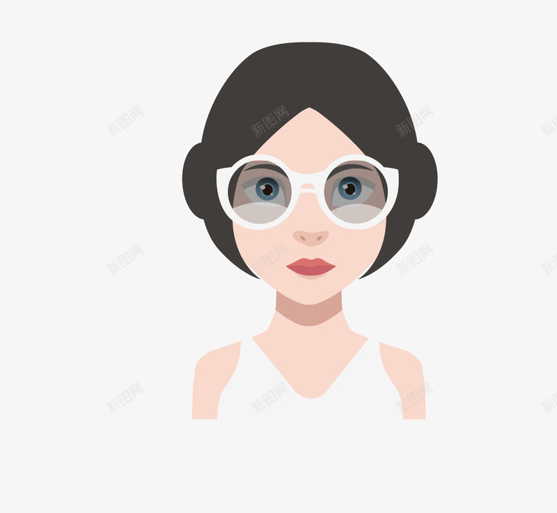 带着眼镜的美女头像png免抠素材_新图网 https://ixintu.com 卡通人物 卡通手绘 白色上衣 眼镜 美女 装饰图